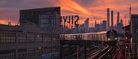 Station de métro Queensboro Plaza au coucher du soleil