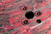 Urbex, red, wood, decay