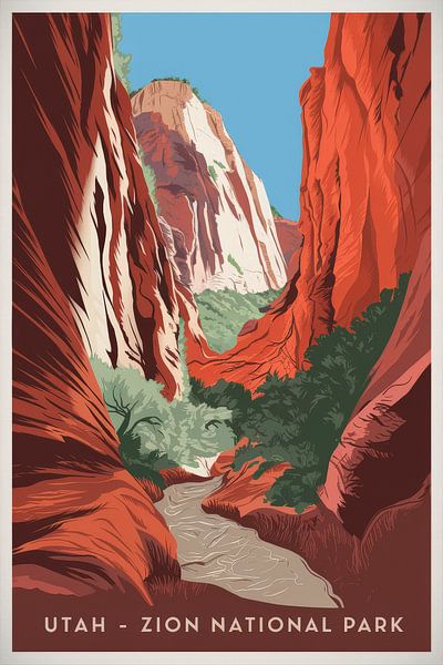 Utah - Zion National Park Vintage Travel Poster par Poster Art Shop