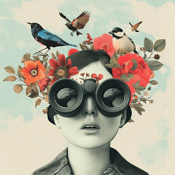 Vogelbeobachterin von Mel Digital Art