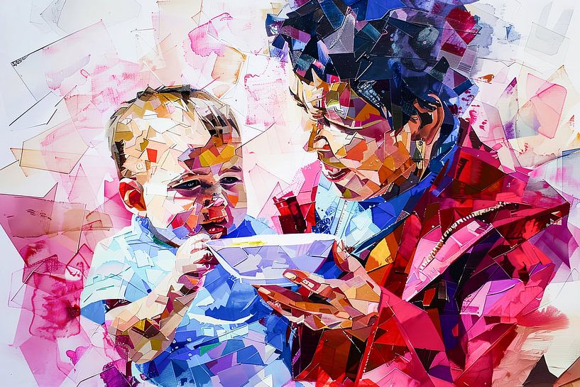 Digital abstract painterly portrait fictional woman and child by Egon Zitter
