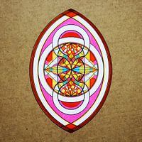 Pink and red geometric variation of the oval shape based on the expanded vescica pisces 