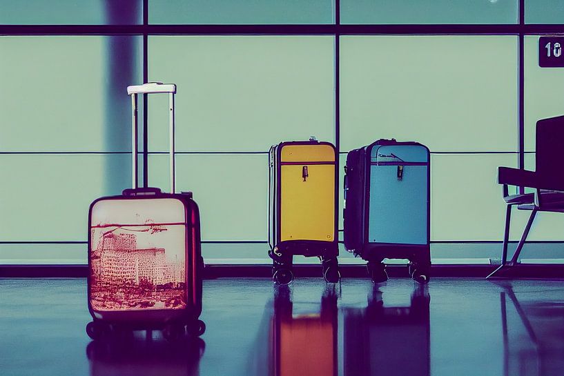 Suitcase at an airport illustration by Animaflora PicsStock