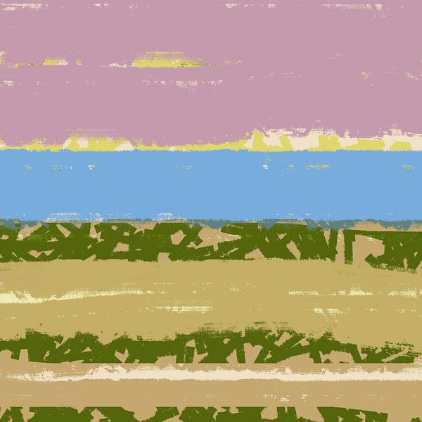 Farbe Formen und Linien. Moderne abstrakte Landschaft in Pastellfarben. Dünen von Dina Dankers