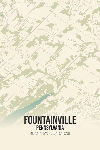 Alte Karte von Fountainville (Pennsylvania), USA. von Ortsdrucke
