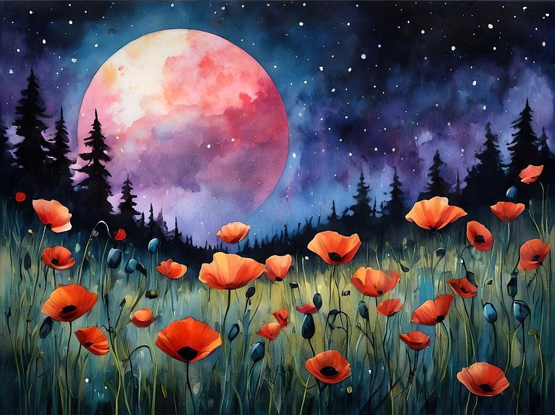 Nächtliche Serenade unter dem Blutmond von Retrotimes