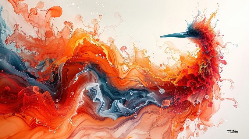 encre à l'alcool - oiseau par Gelissen Artworks