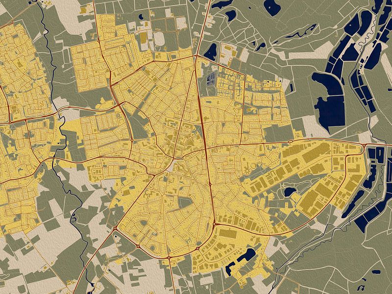 Carte de Valkenswaard dans le style de Gustav Klimt par Maporia