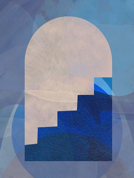 Daydream Japandi Abstract Modern Blue by FRESH Fine Art