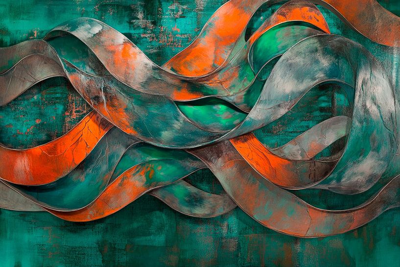 Gekleurde golven op een abstracte achtergrond van Poster Art Shop