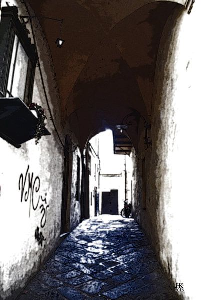 Italian street with blue floor by Hendrik-Jan Kornelis