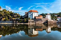 View of Passau 2 of 3 | Reflection Veste Niederhaus on the Danube | Bavaria | Germany | photoprint