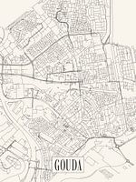 Plan de la ville de Gouda - Ville - Version allégée - Carte de la Hollande méridionale