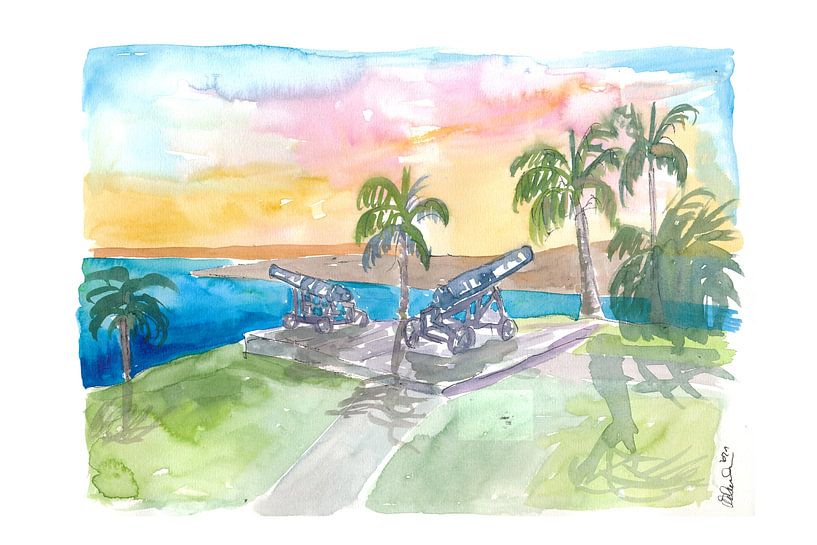 Tobago Fort George avec canons au lever du soleil par Markus Bleichner