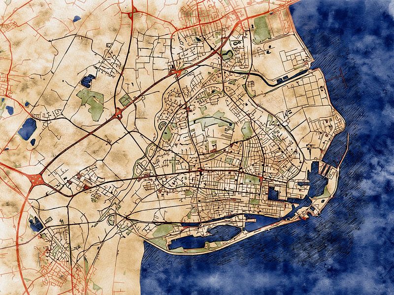 Carte de Wilhelmshaven avec le style 'Serene Summer' par Maporia