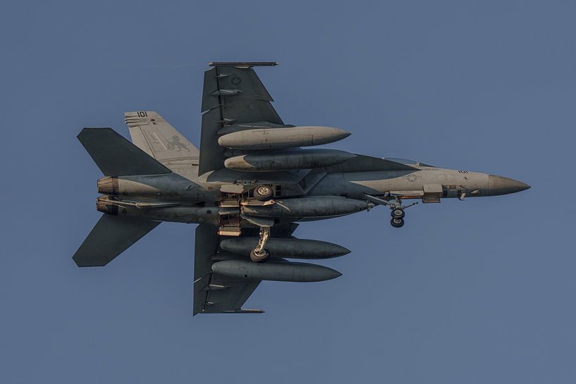 Landing U.S. Navy Boeing F/A-18F Super Hornet. by Jaap van den Berg