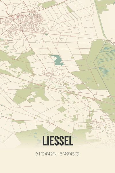 Vieille carte de Liessel (Brabant du Nord) par Affiches de lieux