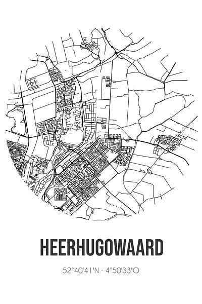 Heerhugowaard (Noord-Holland) | Karte | Schwarz und Weiß von Ortsdrucke