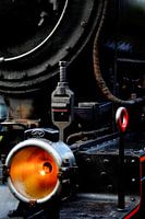 Close-up of imposing steam locomotive