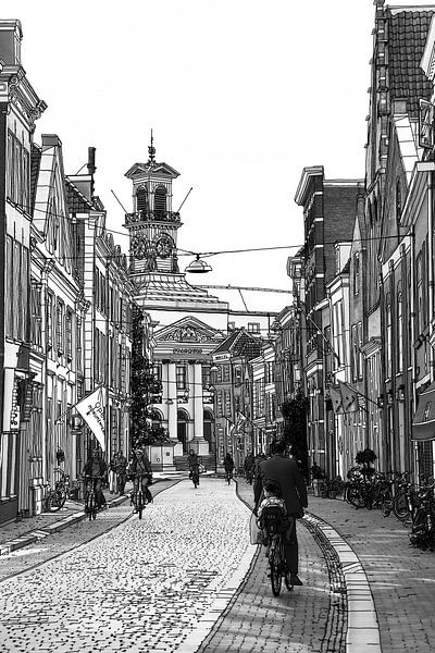 Zeichnung Dordrechter Rathaus Grotekerksbuurt von Hendrik-Jan Kornelis