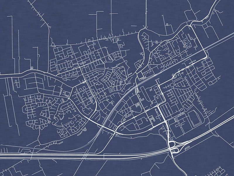 Karte von Woerden in Königsblau von De Kaartenwinkel