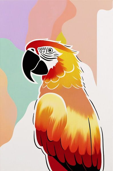 Bunter Papagei mit abstraktem Muster von Imperial Art House