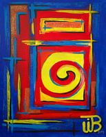 Colorful abstract painting with a spiral