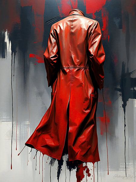 Roter Ledermantel – Zwischen Präsenz und Vergänglichkeit: Ein Sinnbild für Zeitlosigkeit, Erinnerung und die stille Eleganz des Unsichtbaren von AidasignArt