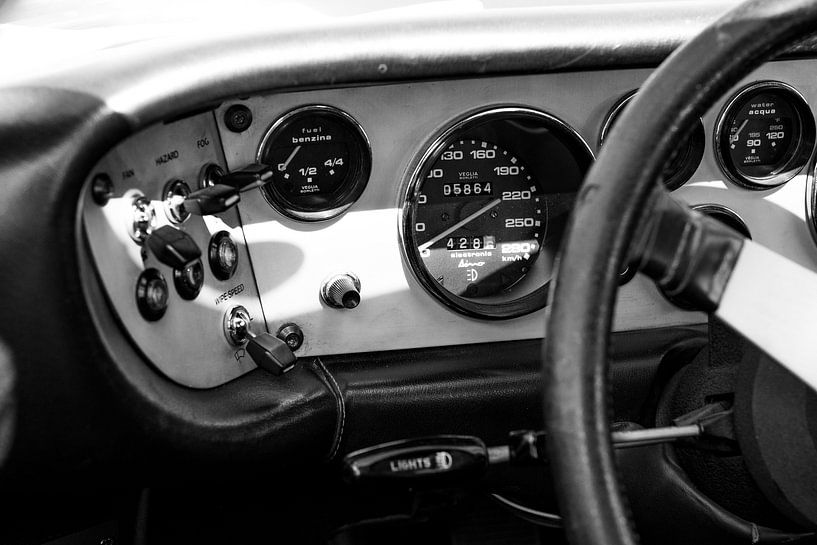 Dashboard on a 1970s Ferrari 308 GT4 Dino sports car by Sjoerd van der Wal Photography