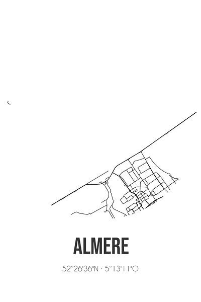 Almere (Flevoland) | Carte | Noir et blanc par Affiches de lieux
