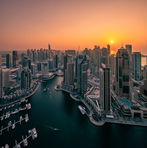 Coucher de soleil à Dubaï Marina par Achim Thomae Photography