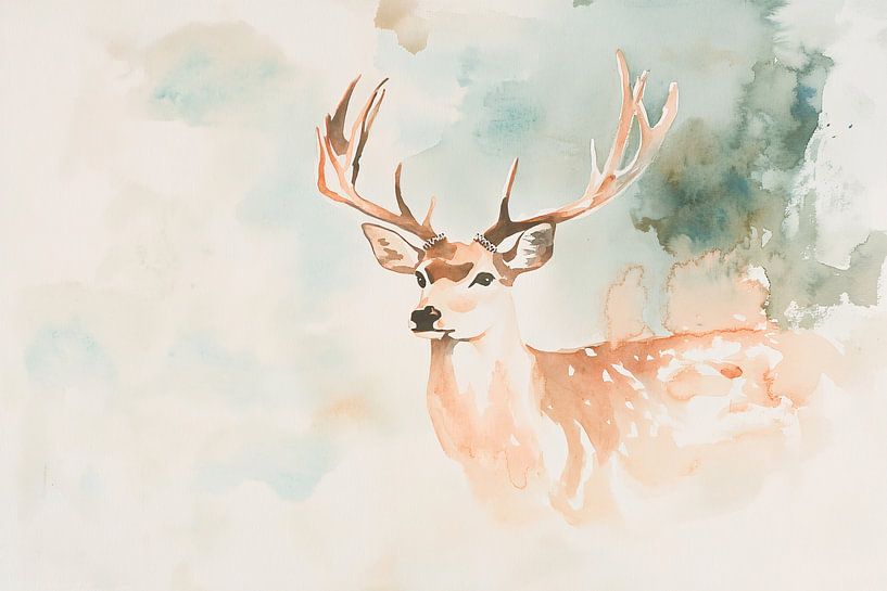 Aquarelle d'un cerf par Imperial Art House