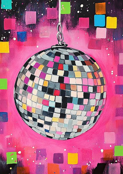 Funkel-Explosion: Bunte Discokugel-Malerei von Niklas Maximilian