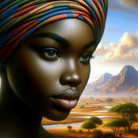 Afrikanische Frau in Landschaft 9