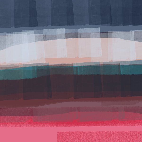 Terra Blau. Moderne abstrakte Landschaft in Blau, Braun, Neon-Pink. von Dina Dankers