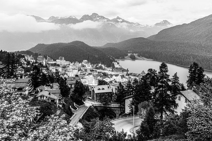 St. Moritz village in the Engadine in Switzerland - monochrome by Werner Dieterich