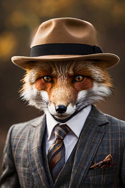 Stilvoller Fuchs mit Hut von Art & Soul Creations