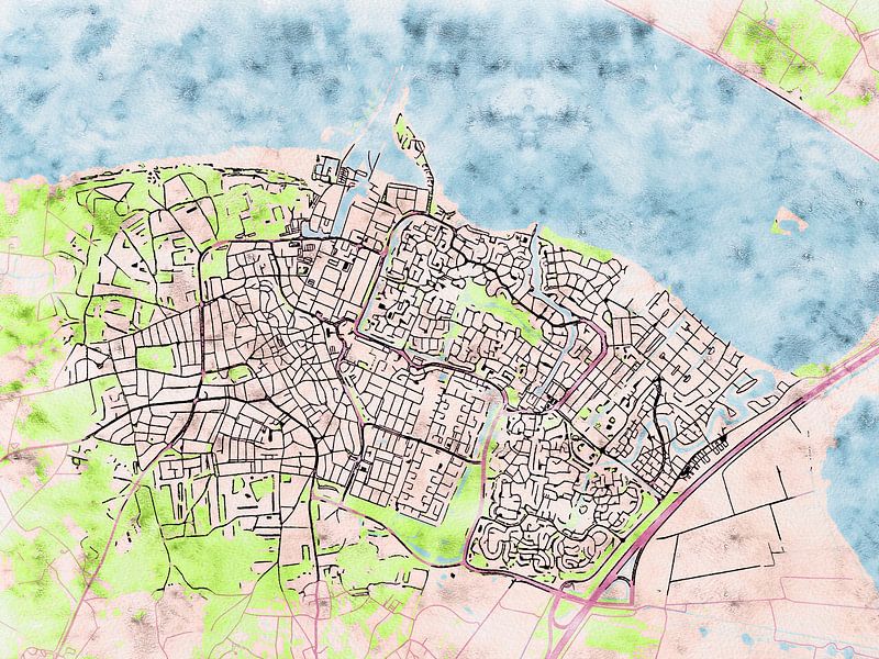 Kaart van Huizen in de stijl 'Soothing Spring' van Maporia