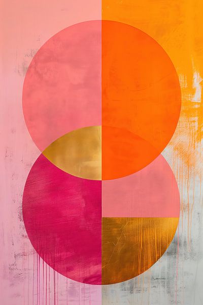 Cercles en rose, magenta, orange et or - 2 par Marianne Ottemann - OTTI