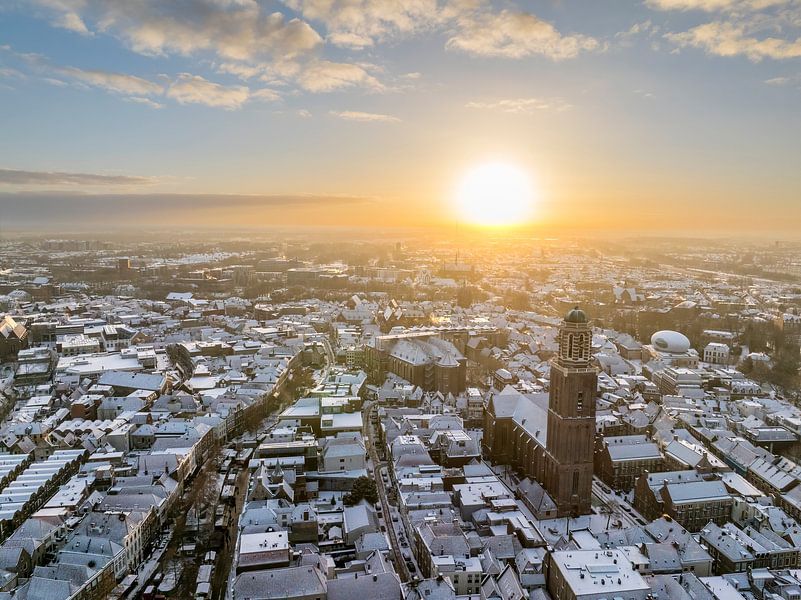 Zwolle downtown district during a cold winter morning seen from  by Sjoerd van der Wal Photography