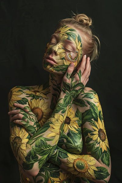 malerisches Frauenporträt mit Blumen von Egon Zitter