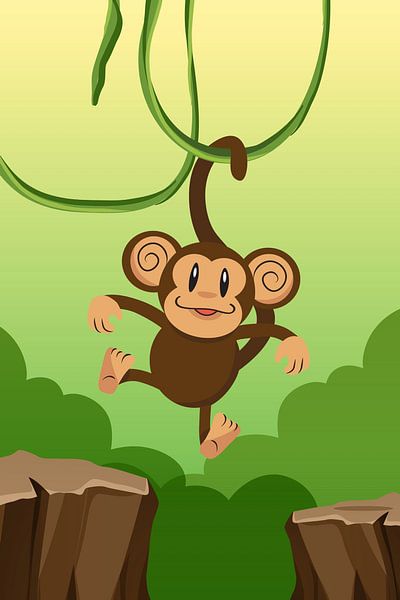Monkey in the jungle by Walljar