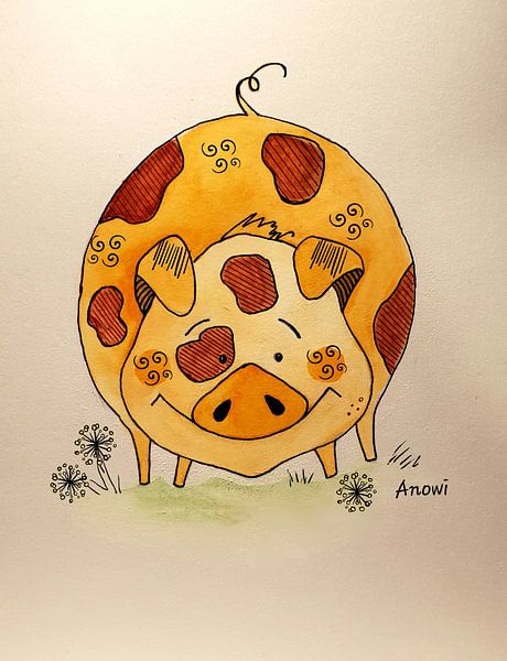 Happy pig by Iwona Sdunek alias ANOWI