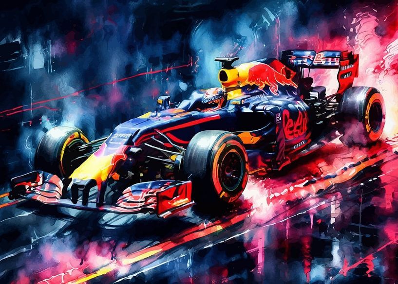 RB Racing Formule 1 Aquarel van MIROKKU