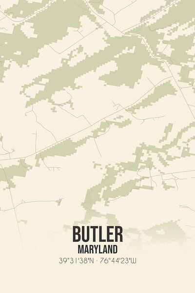 Carte ancienne de Butler (Maryland), USA. par Affiches de lieux