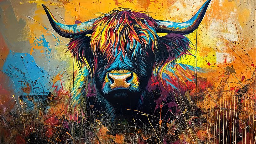 Schottischer Highlander Kuh | Schottischer Highlander von Blickfänger Gemälde