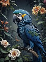 Botanical bird collection - Blue macaw