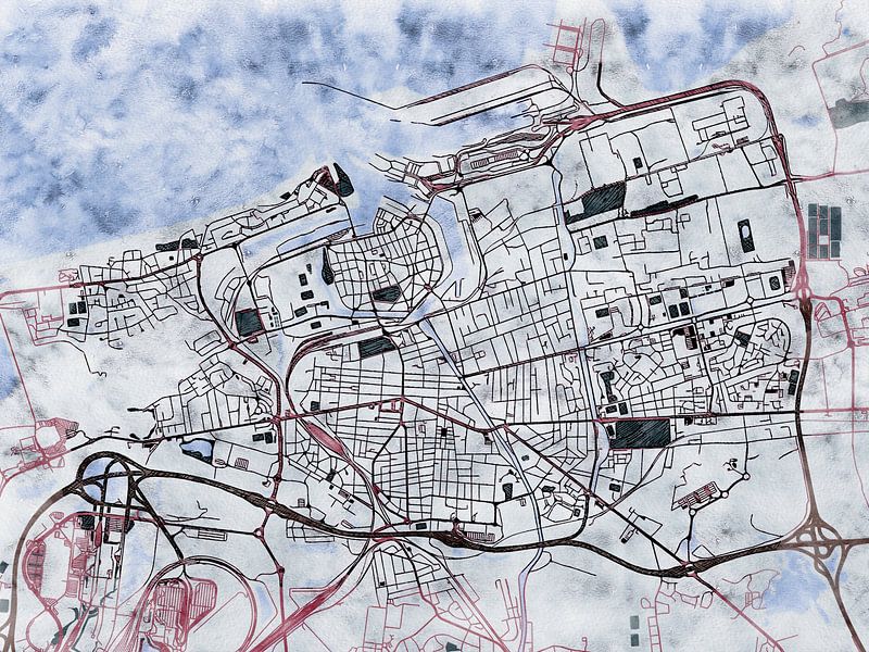 Carte de Calais avec le style 'White Winter' par Maporia