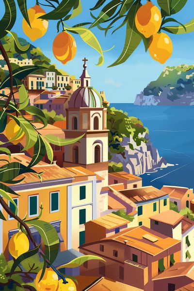 Balkonblick über die Küste von Poster Art Shop