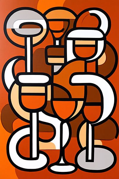 Cubist design with wine glasses by Imperial Art House